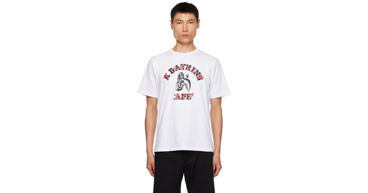 A Bathing Ape Tiger Shark Japanese Letter Tshirt in White for Men Lyst