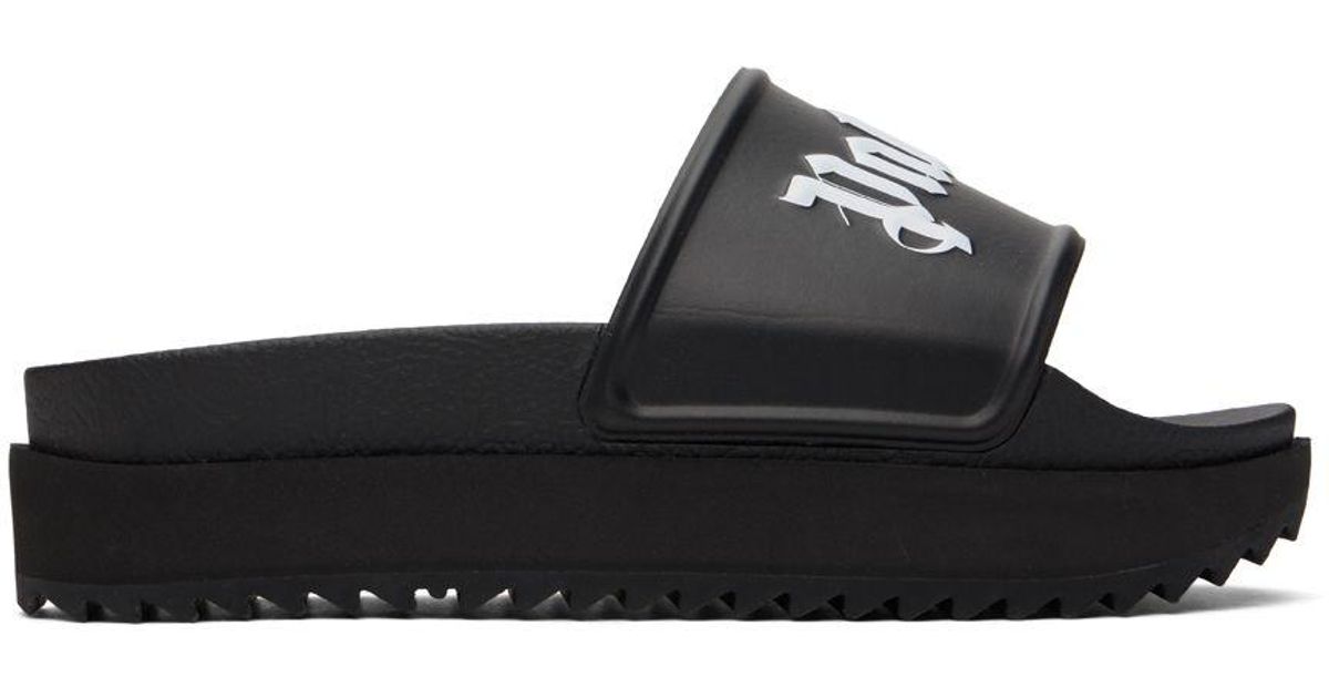 Palm Angels Rubber Platform Slides in Black White (Black) Lyst