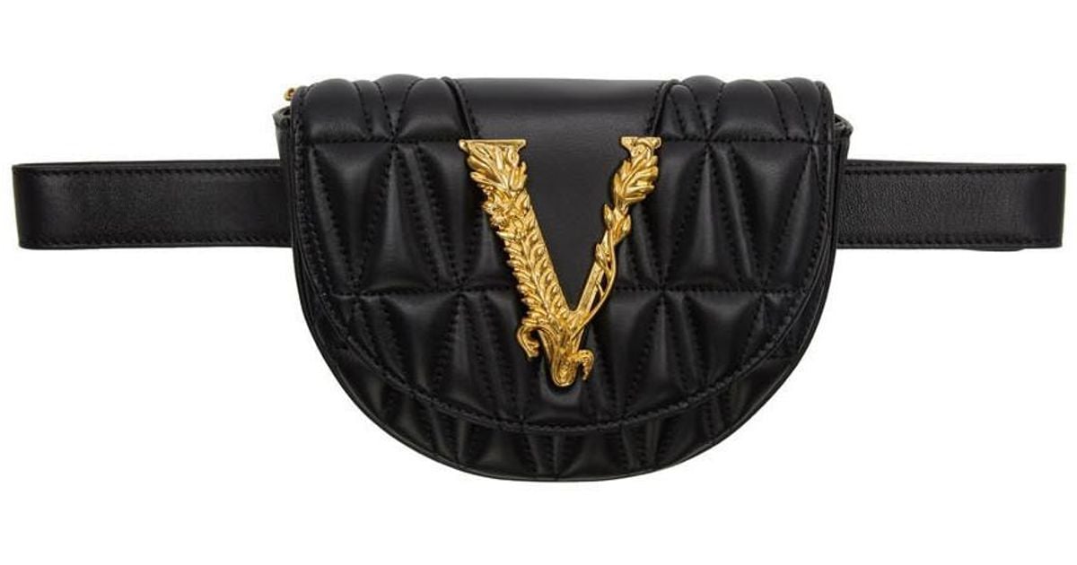 Versace Black Quilted Virtus Belt Bag Lyst