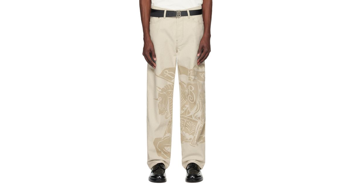 メンズ Burberry ベージュ Ekd レギュラーフィット ジーンズ 