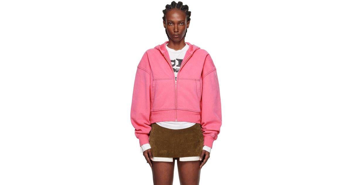 Acne Studios Zip-Up Hoodie in Pink | Lyst