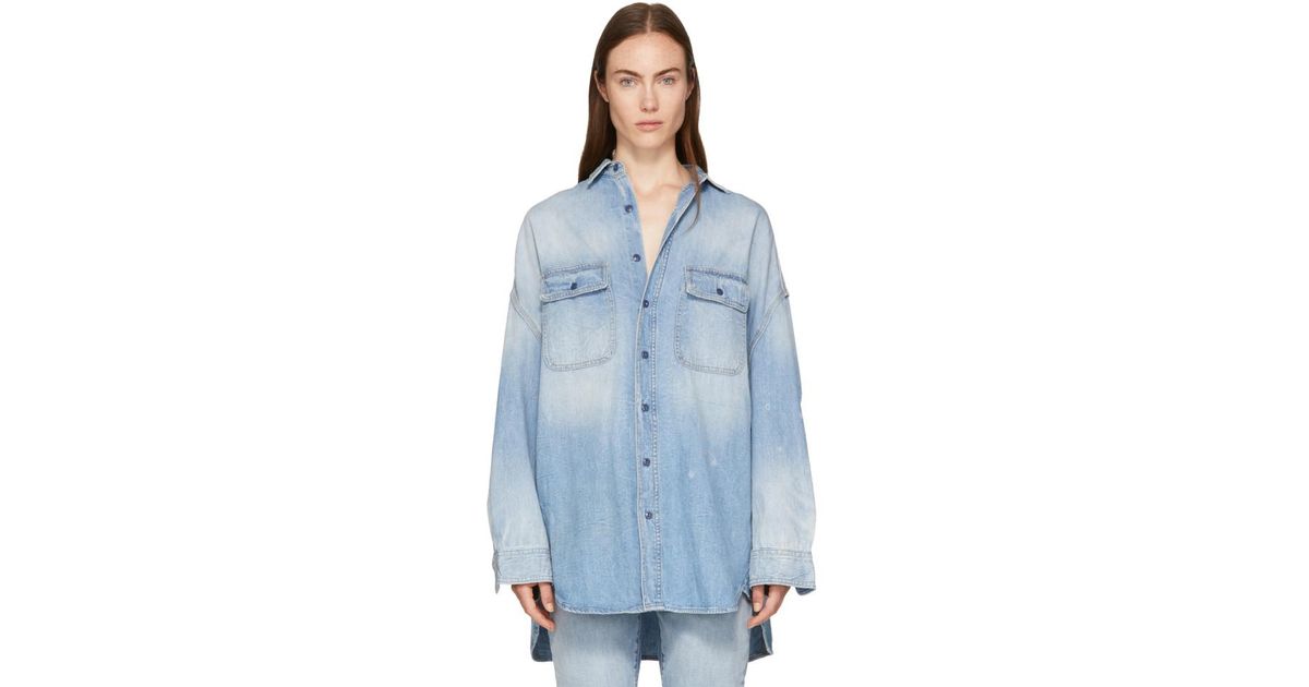 R13 Blue Oversized Denim Shirt | Lyst