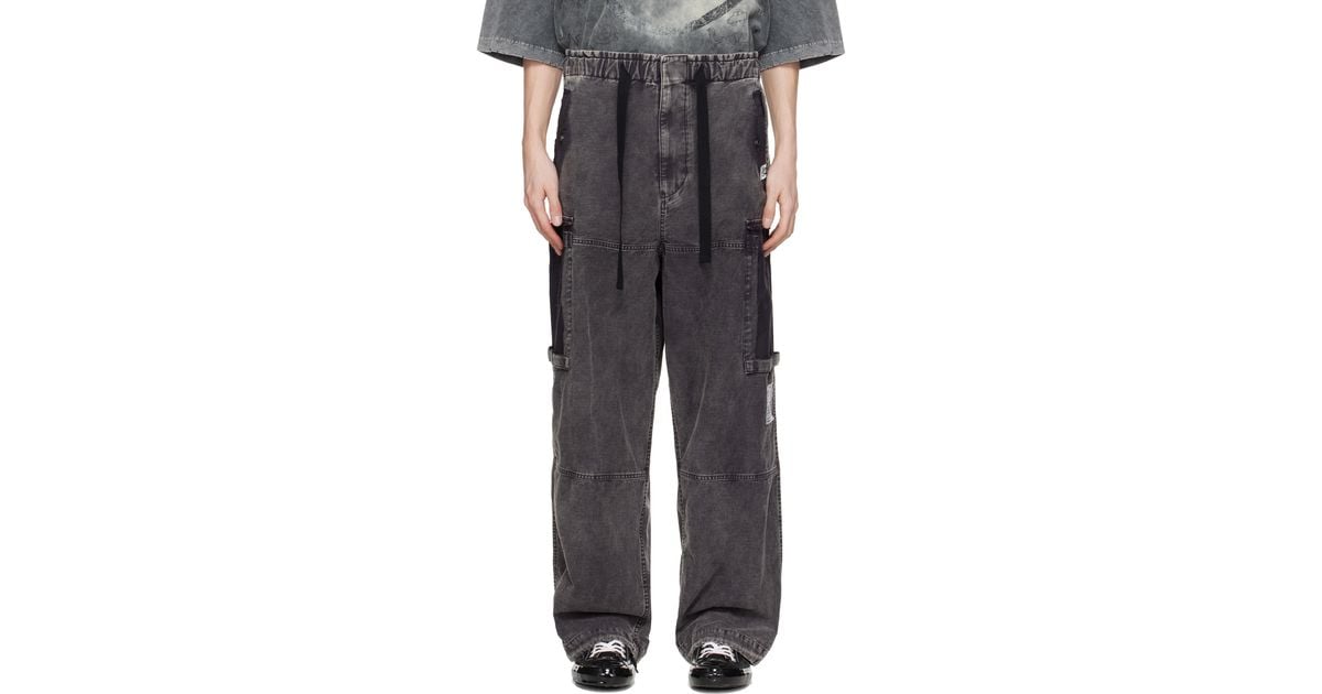 Maison Mihara Yasuhiro Cotton Satin Cargo Pants in Black for