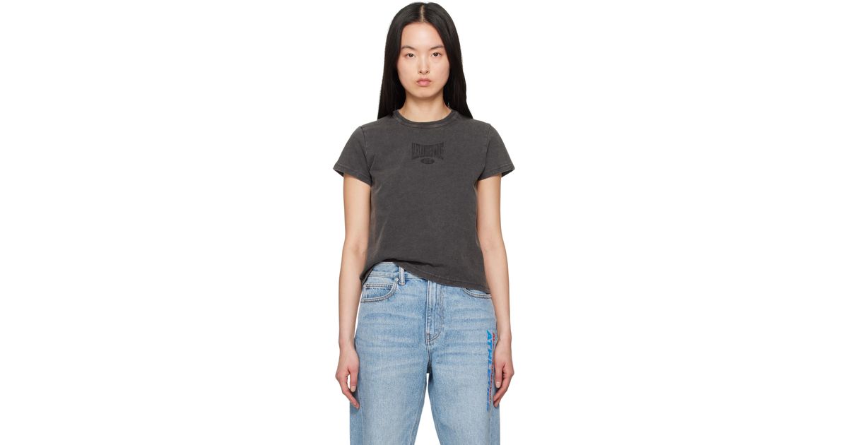 T By Alexander Wang ブラック ディストレスロゴ シュランケン T
