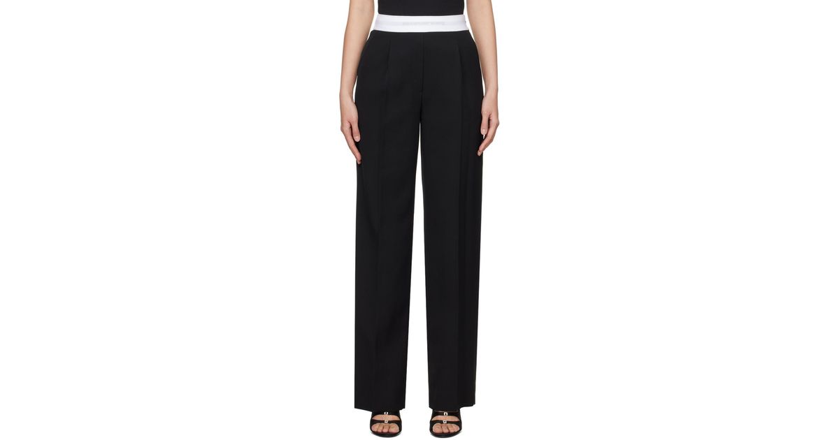 Alexander Wang ☆ブラック タックパンツ alexanderwang アレキサンダーワング ロゴ ストレッチ
