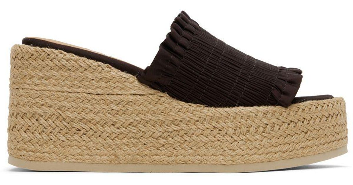 Ganni Brown Smock Espadrille Wedge Sandals in Black Lyst