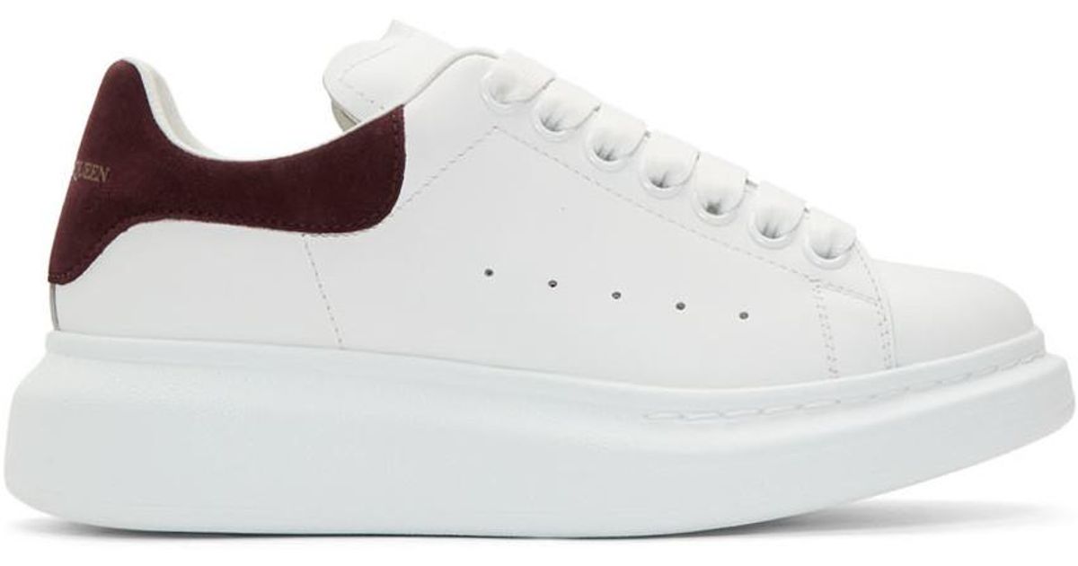 Alexander McQueen White And Burgundy Oversized Sneakers | Lyst