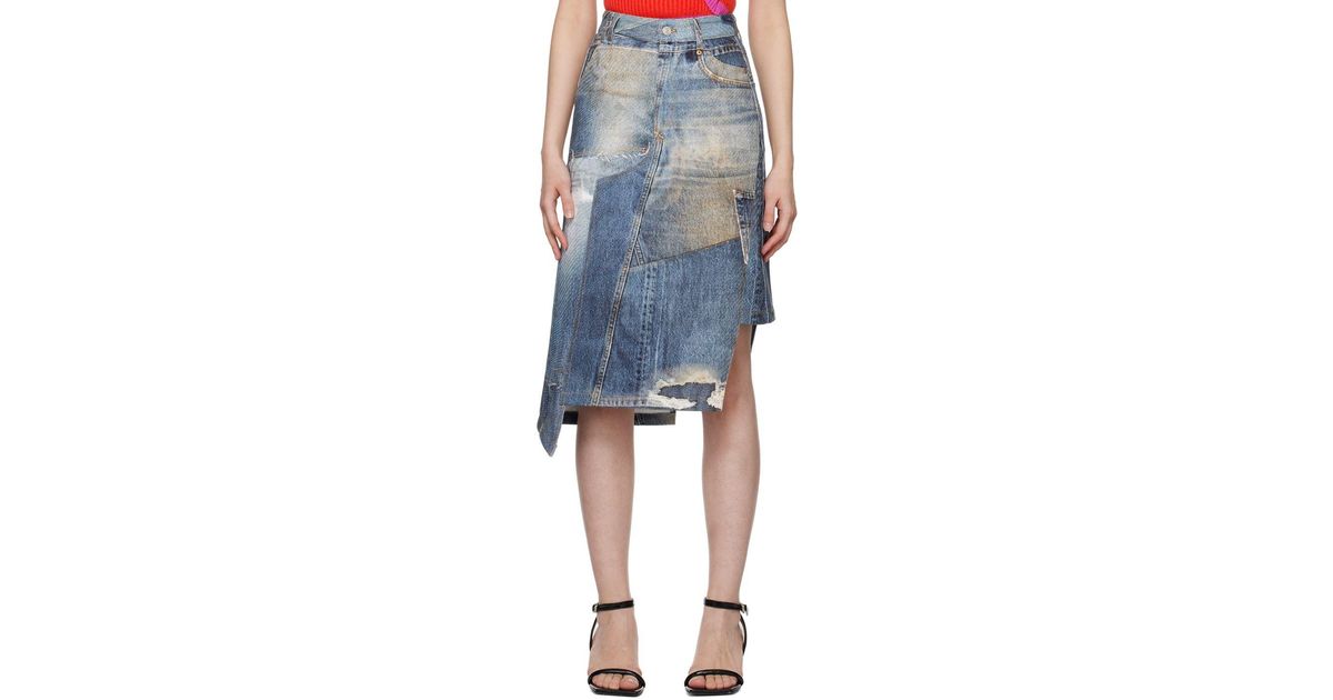 ANDERSSON BELL Ssense Exclusive Blue Rework Denim Midi Skirt | Lyst