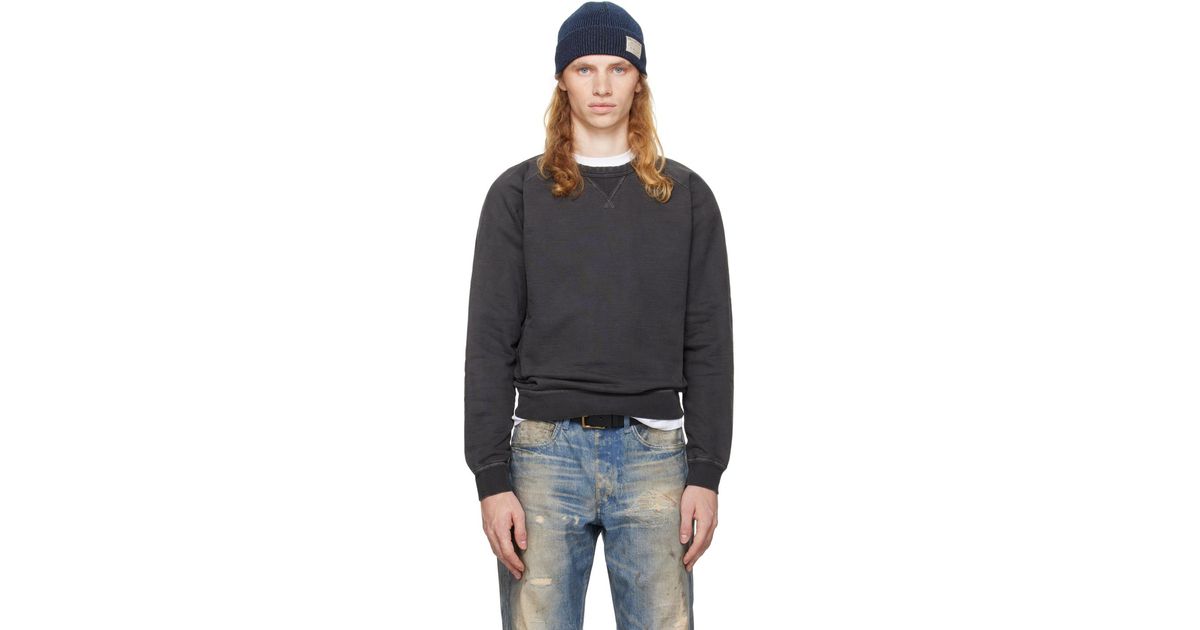 RRL Garment-Dyed Raglan French Terry Sweatshirt in Black for Men 