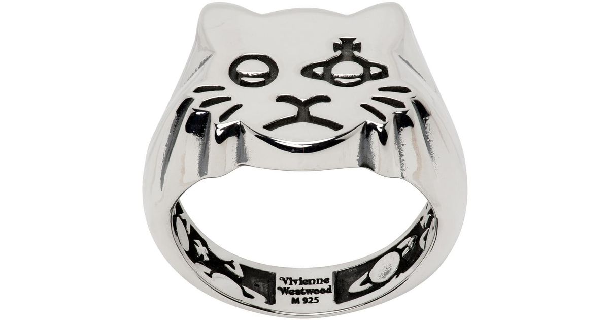 Vivienne Westwood Silver Kat Seal Ring in Brown | Lyst UK