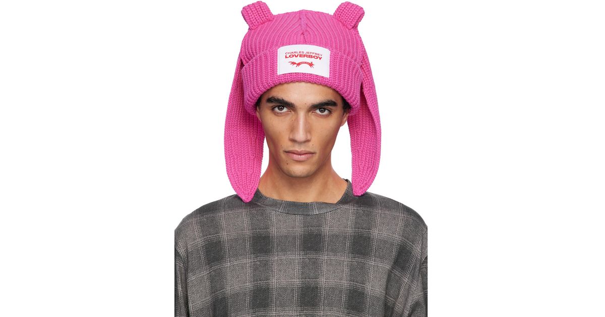 Charles Jeffrey Chunky Rabbit Beanie in Pink for Men | Lyst