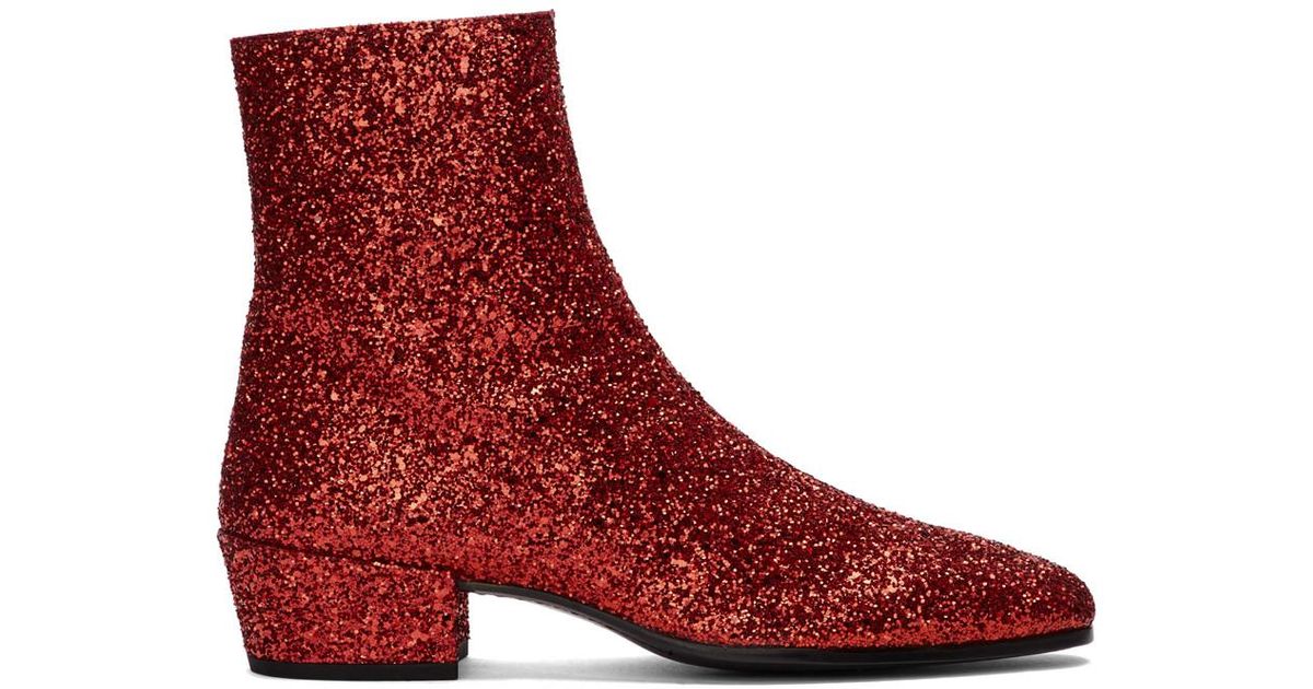 Saint Laurent Caleb 45 Glitter Boot Size 41.5 NEW