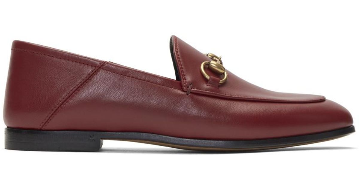 Gucci Leather Red Brixton Loafers - Lyst