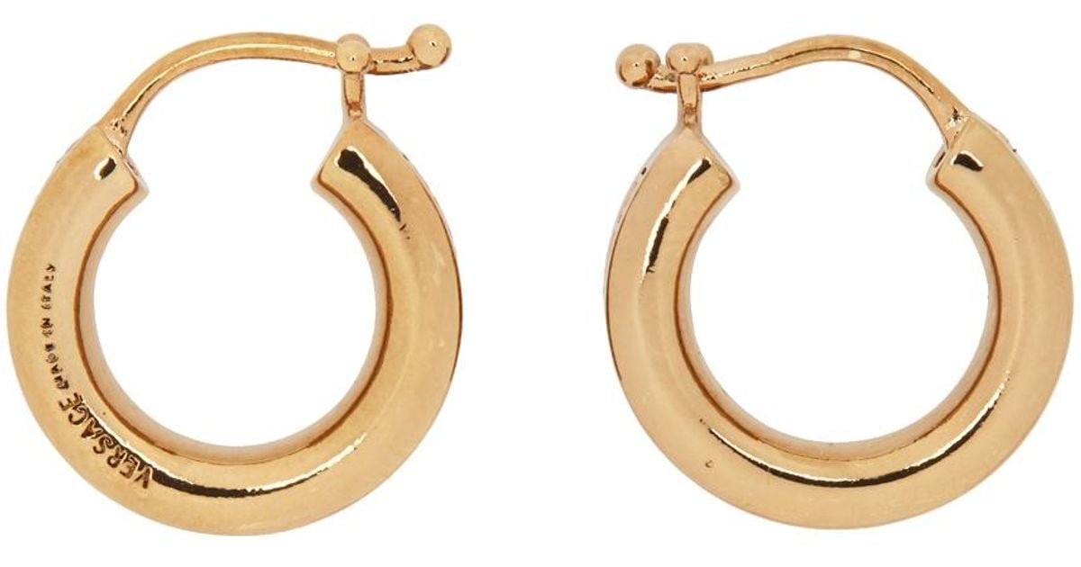 Versace Small Greca Hoop Earrings in Metallic for Men Lyst