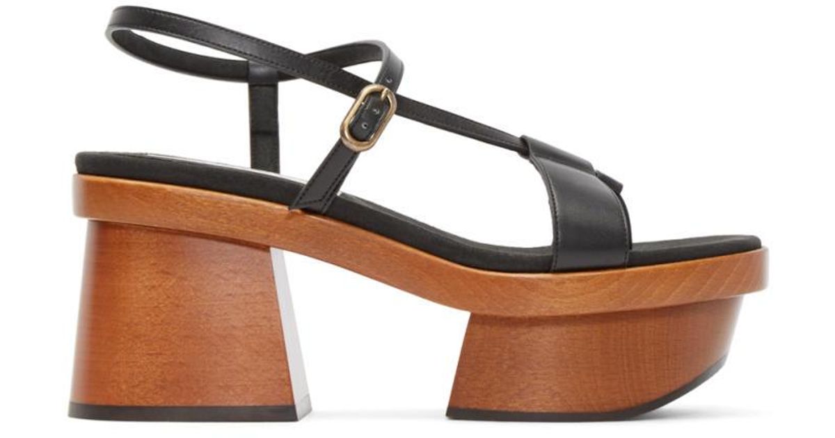 Stella McCartney Black Wood Platform Sandals in Brown | Lyst