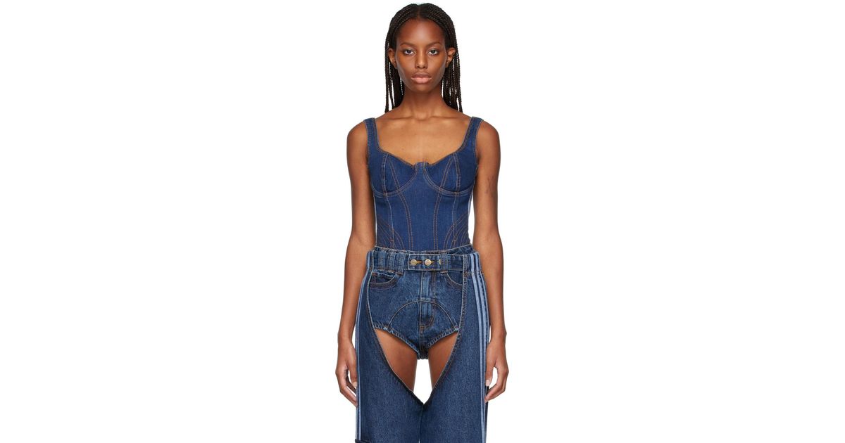 【美品】adidas アディダス Adicolor Denim Jumpsuit adidas Indigo Denim Bodysuit in Blue | Lyst UK