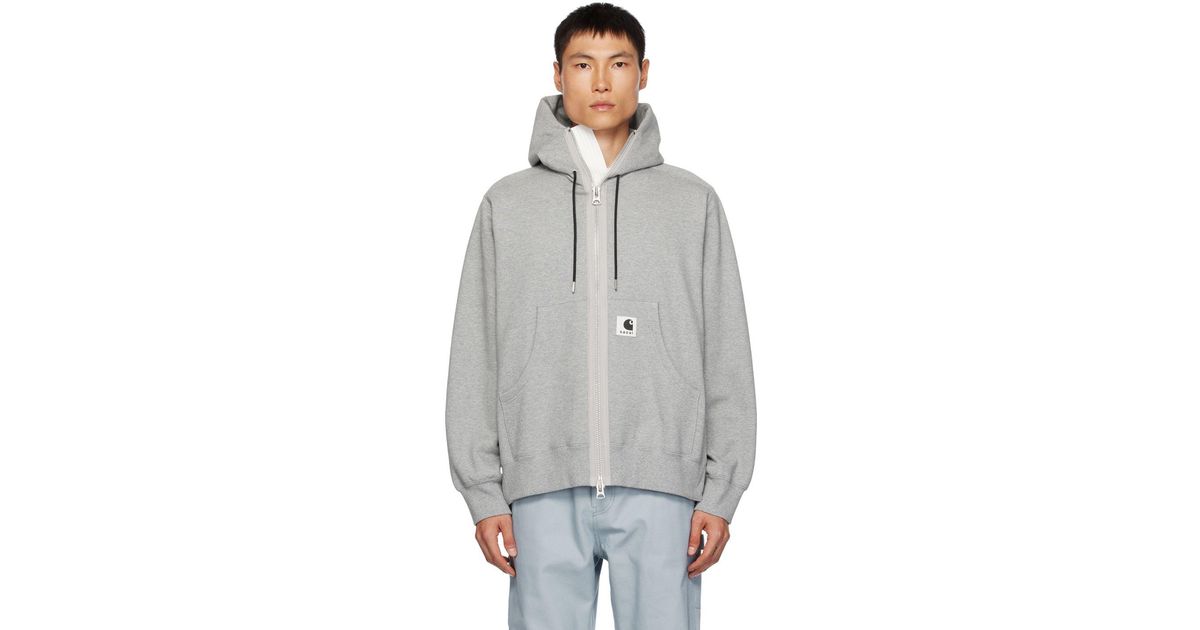 Sacai Gray Carhartt Wip Edition Hoodie for Men | Lyst Sacai Gray Carhartt Wip Edition Hoodie for Men | Lyst