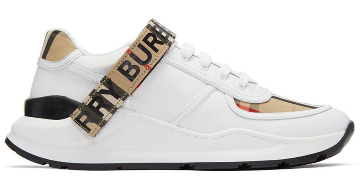 Burberry Canvas Beige Check Ronnie Sneakers | Lyst