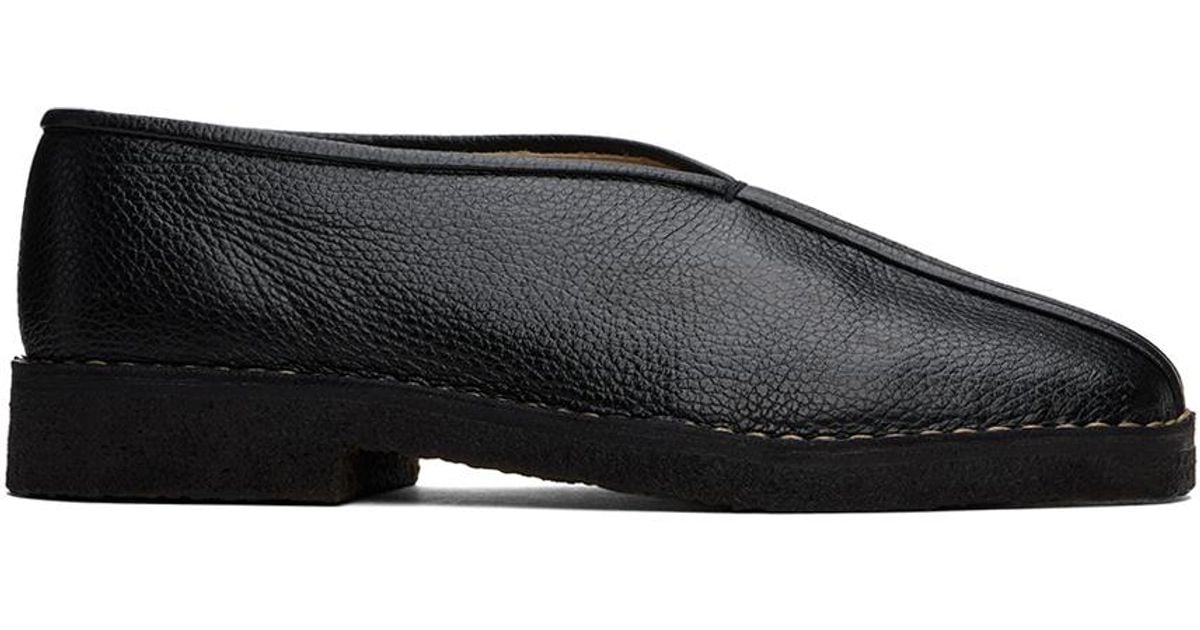 LEMAIRE piped crepe slippers blackルメール LEMAIRE Black Piped Crepe Slippers Lemaire