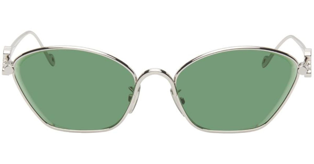 Loewe Silver Sunglasses with Green Case LOEWE Anagram 48MM Cat-Eye Sunglasses | Saks Fifth Avenue main image 2