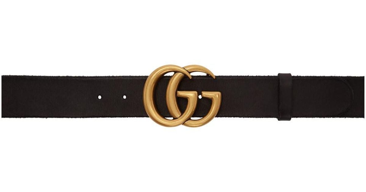Gucci Leather Black GG Toscano Belt - Lyst