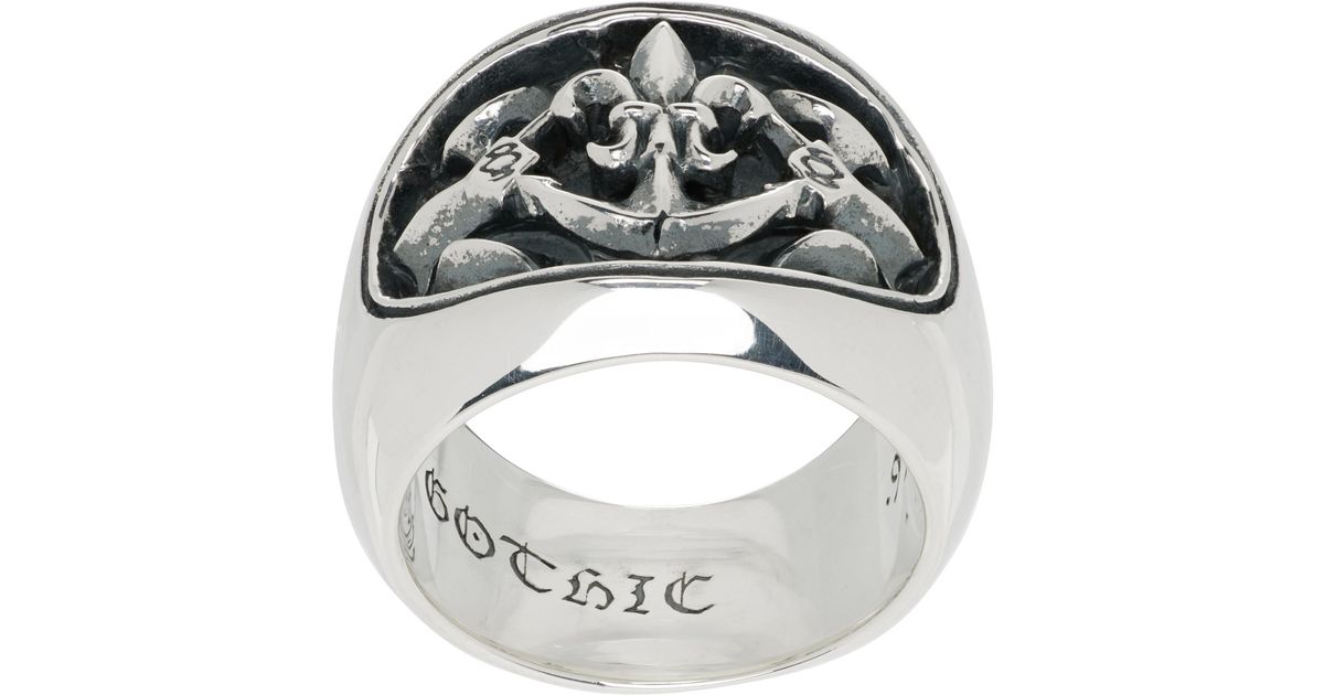Yohji Yamamoto Lily-Anchor Oval Ring in Metallic for Men | Lyst UK