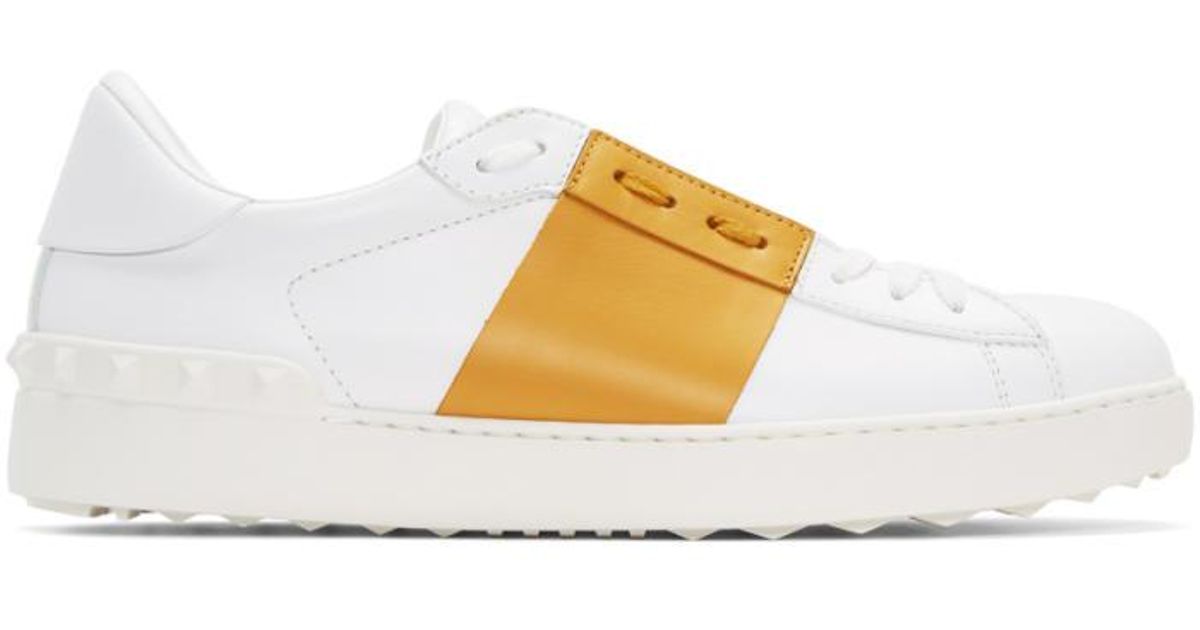 Valentino Leather White & Yellow Open Sneakers for Men - Lyst