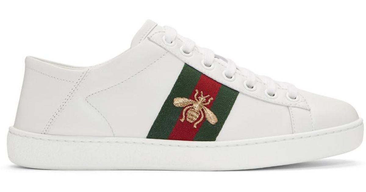 gucci bee white sneakers