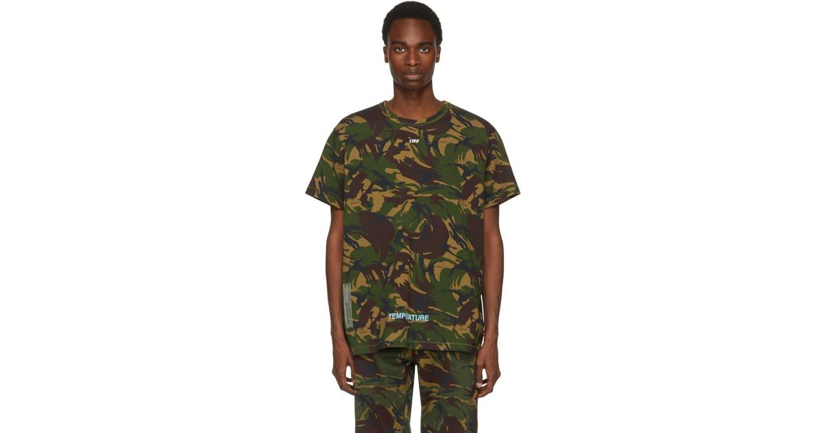 Off-White c/o Virgil Abloh Green Camouflage Arrows T-shirt for Men
