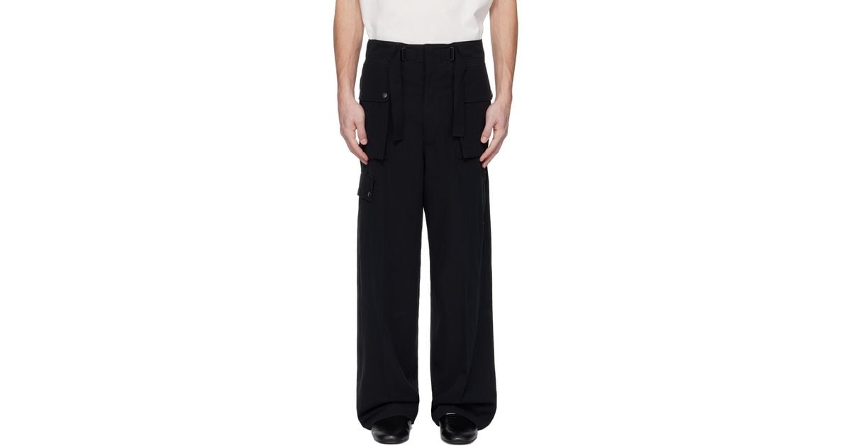 AURALEE Light Cotton Wool Viyella Cargo Pants in Black for Men | Lyst