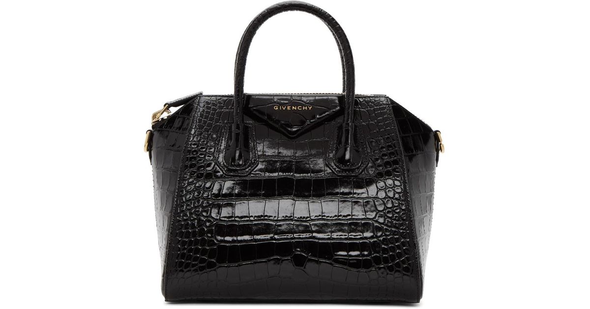 Givenchy Croc Small Antigona Bag in Black | Lyst UK