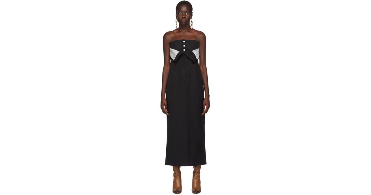 strapless tuxedo dress