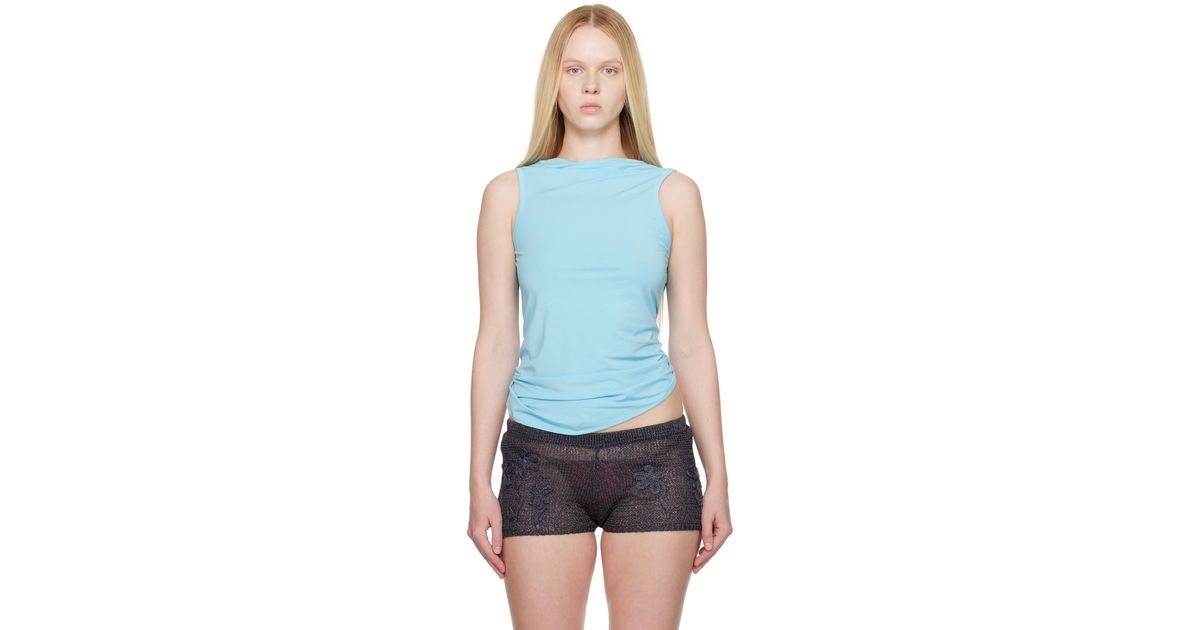 paloma wool 水色 タンクトップ PALOMA WOOL - LIGHT BLUE DULI ASYMMETRICAL SLEEVELESS TOP – LE