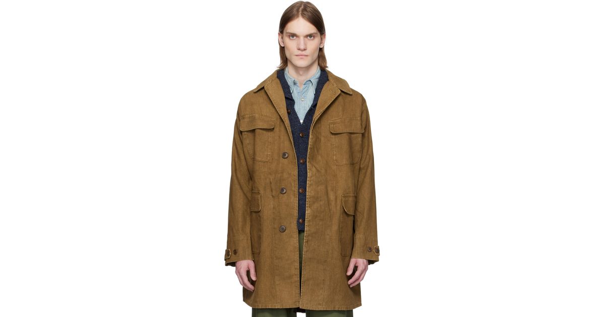 メンズ RRL ブラウン Bonded Linen Walking コート ブラウン | Lyst