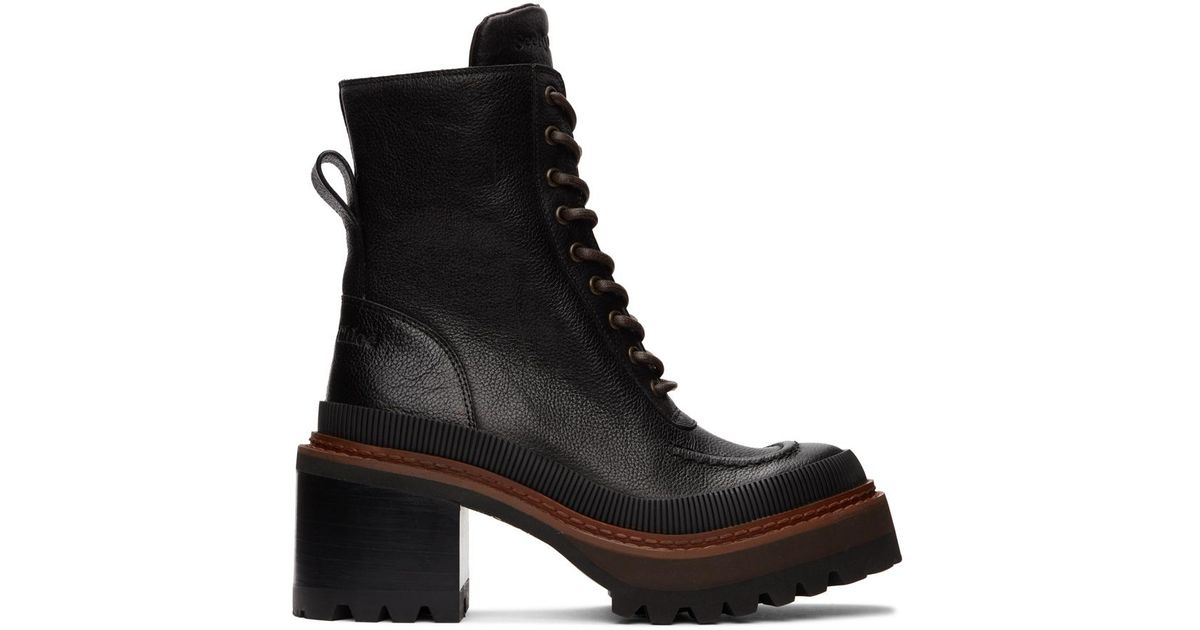 see by chloé mahalia suede platform combat boots