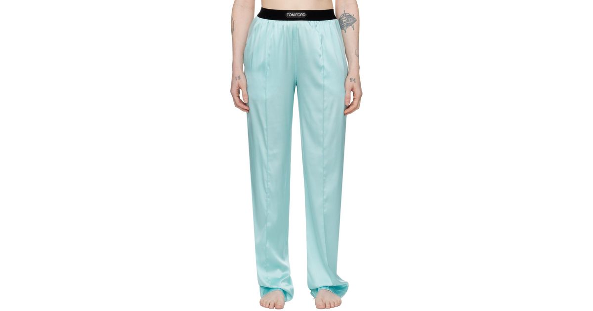 【関税込み】TOM FORD ブルー ピンタック ラウンジパンツ tom-ford-HBPlume-Pinched-Seam-