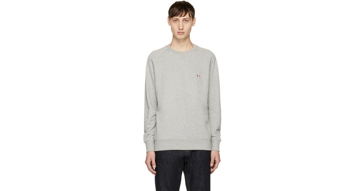 maison kitsune tricolor fox patch sweatshirt