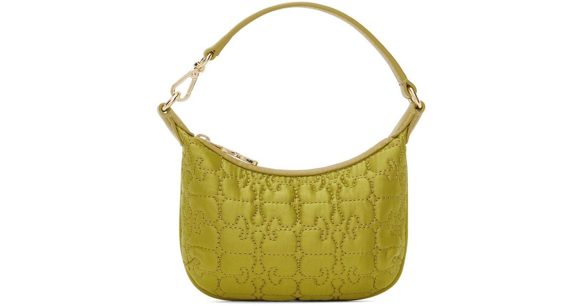 Ganni Butterfly Mini Flat Satin Pouch in Green | Lyst UK