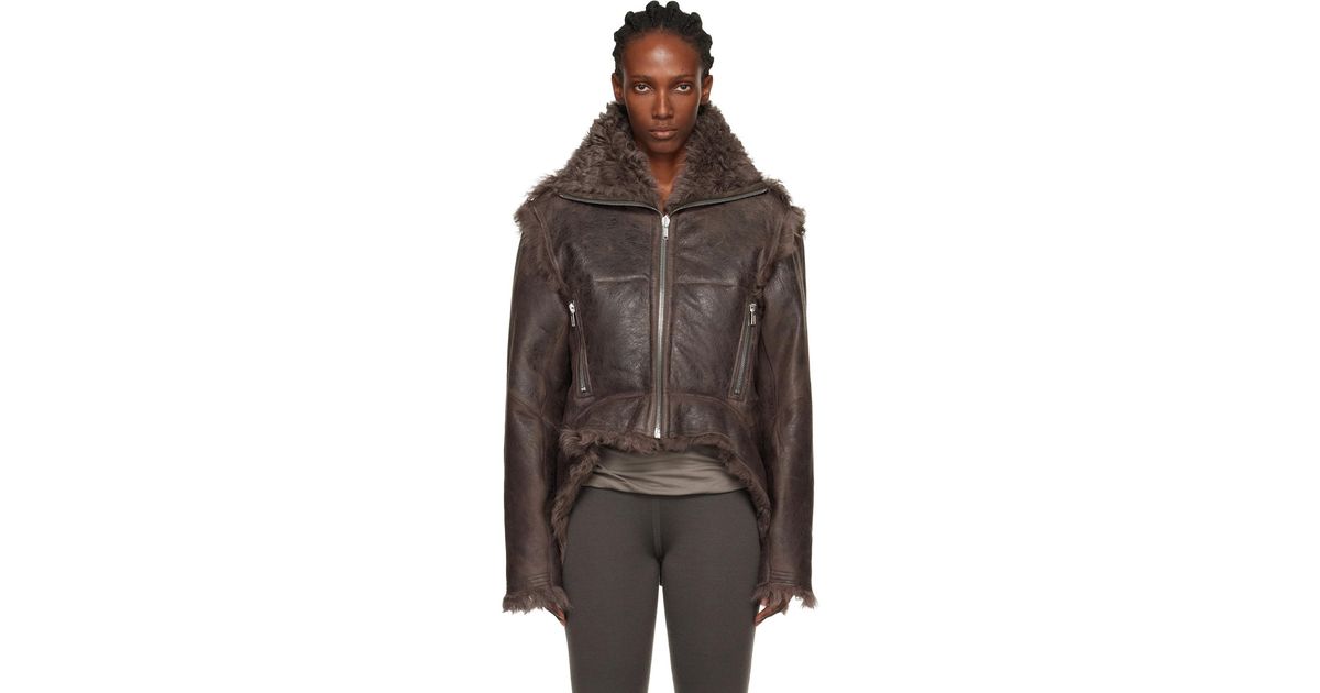 Explouder Rick Owens Concordians Exploder Reversible Shearling Jacket in Brown | Lyst