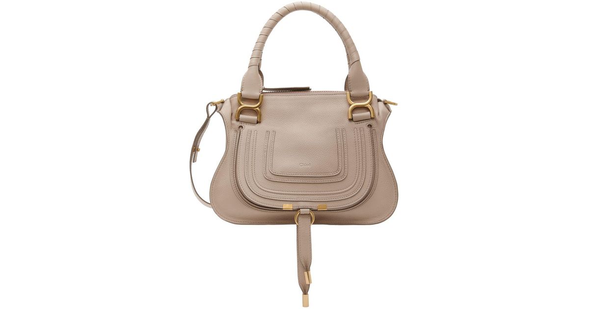 Marcie Mini Leather Shoulder Bag in Beige - Chloe