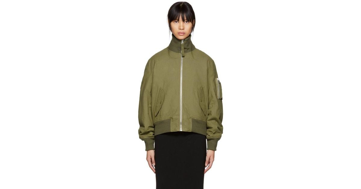 Lyst Helmut Lang Green Re Edition High Collar Er Jacket In