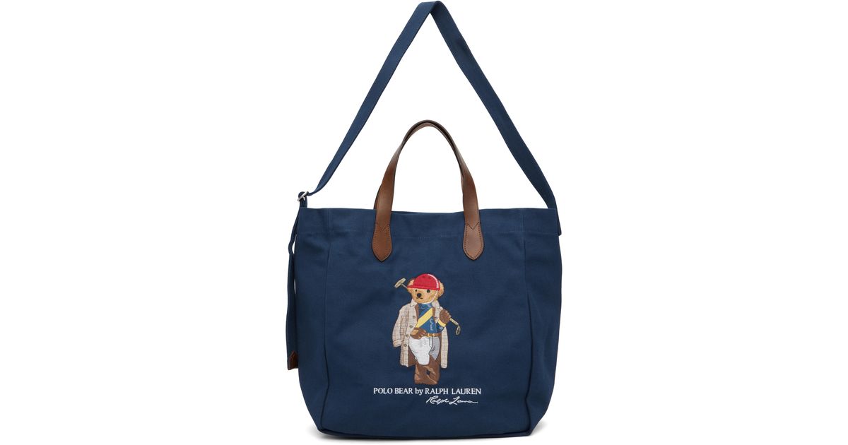 メンズ Polo Ralph Lauren ネイビー Shopper Polo ベア キャンバス 