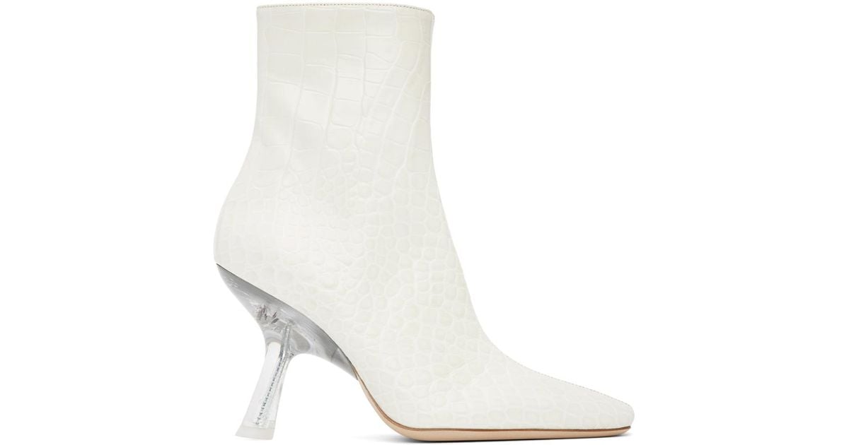 Simon Miller Leather White Croc Foxy Boots - Lyst
