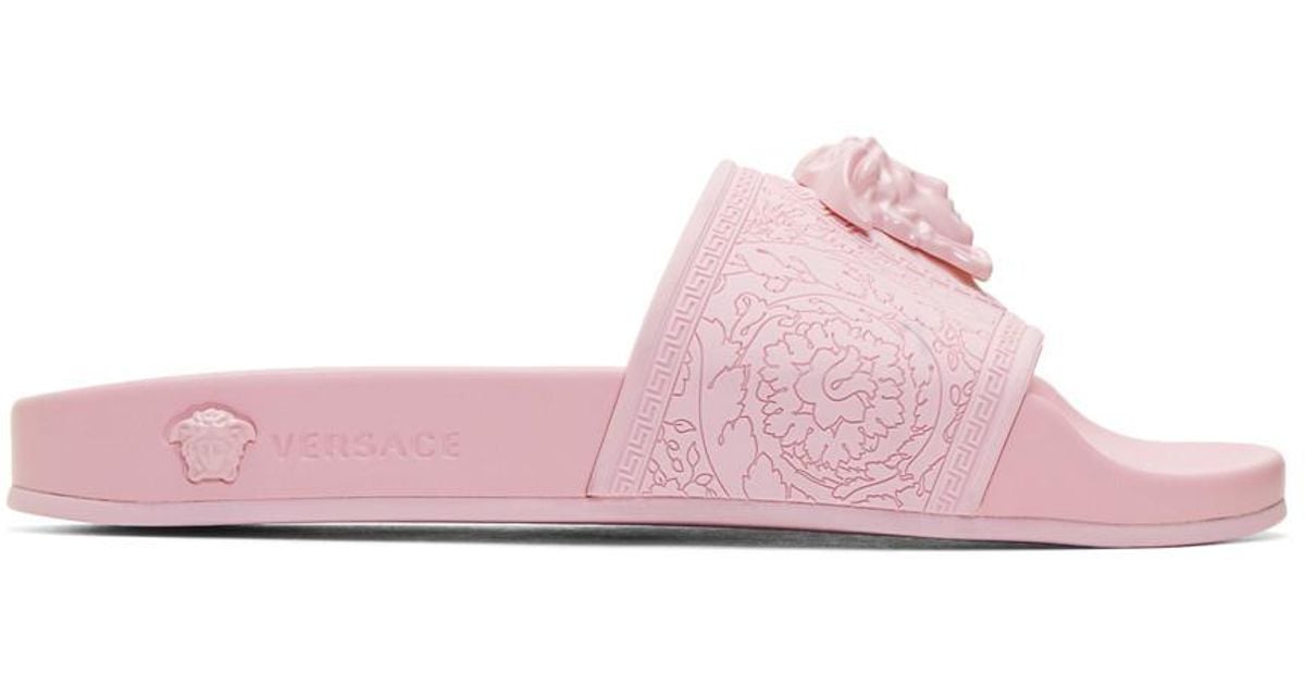 pink versace slides