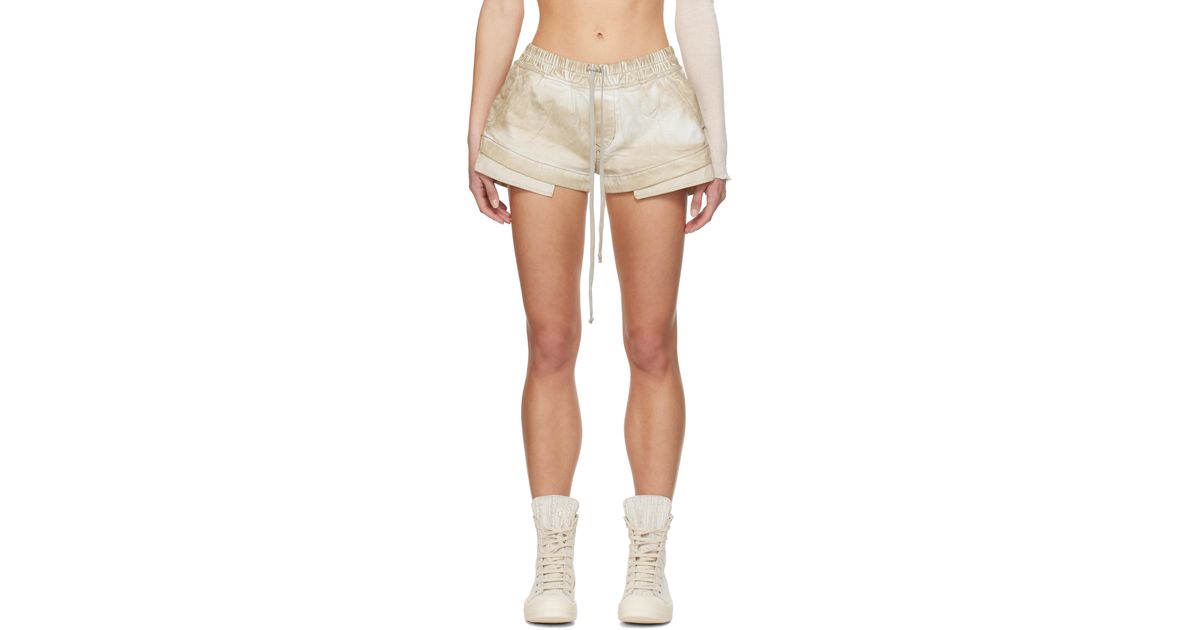 Rick Owens ベージュ Hollywood Fog Boxer デニムショートパンツ
