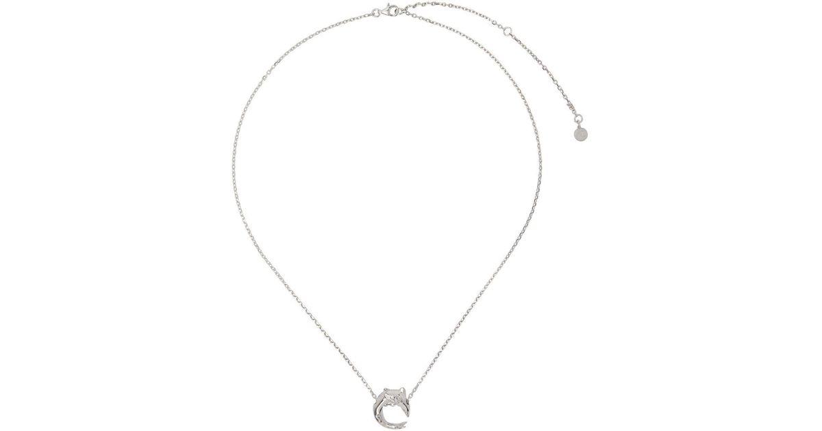 ALAN CROCETTI Silver Love Struck Dolphin Necklace in White for Men | Lyst