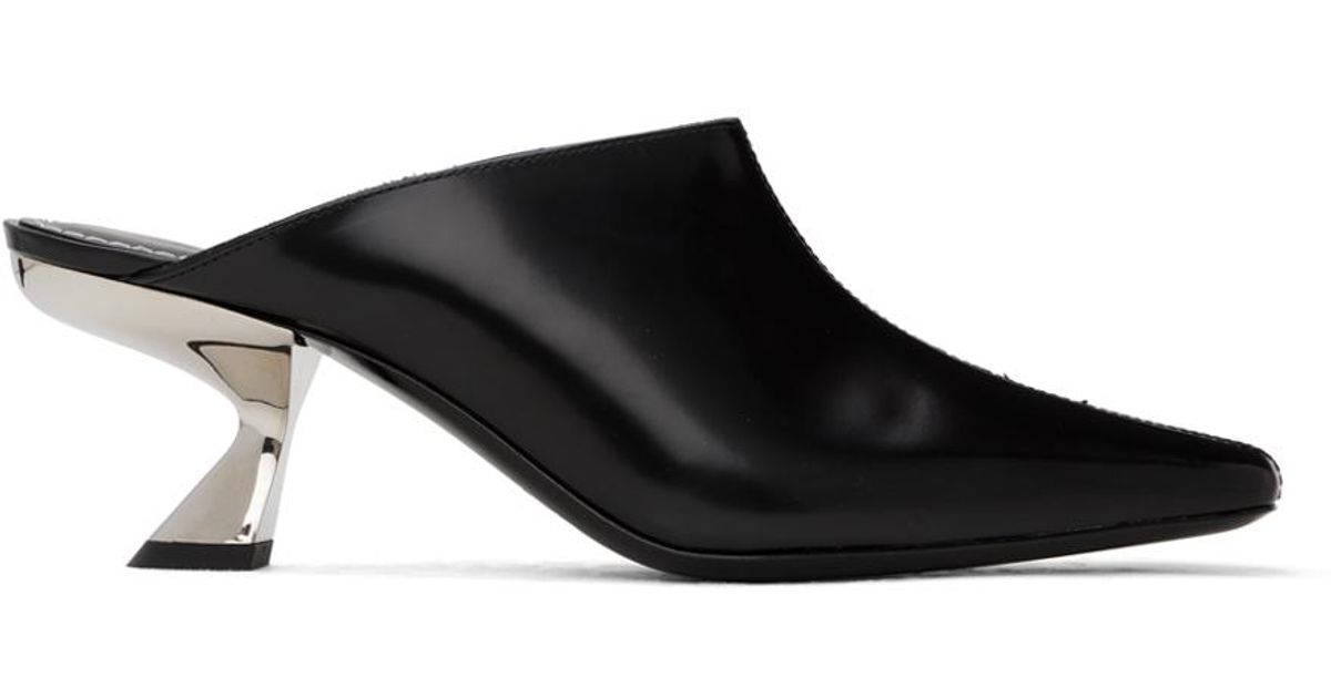 STAUD Women's Brigitte Mules - Black Leather Open-Toe Slides, 2.5 Inch Heel, Size 9 Medium