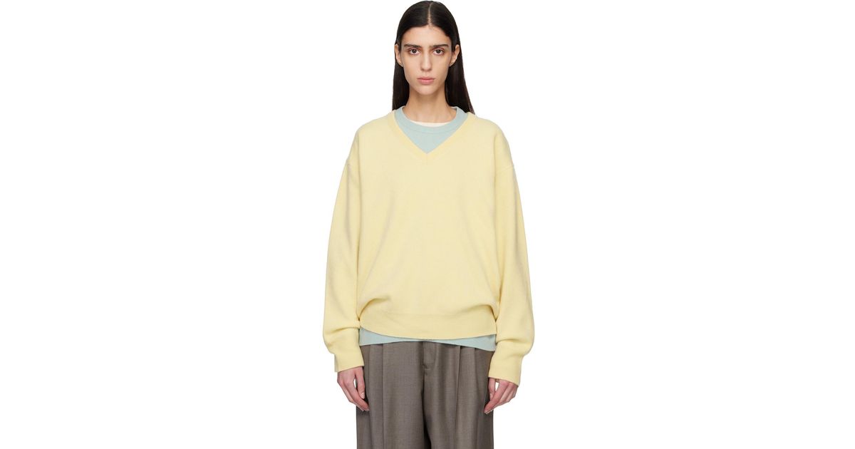 Ssstein Pure Cashmere Knit V Neck Ls Sweater in Natural | Lyst