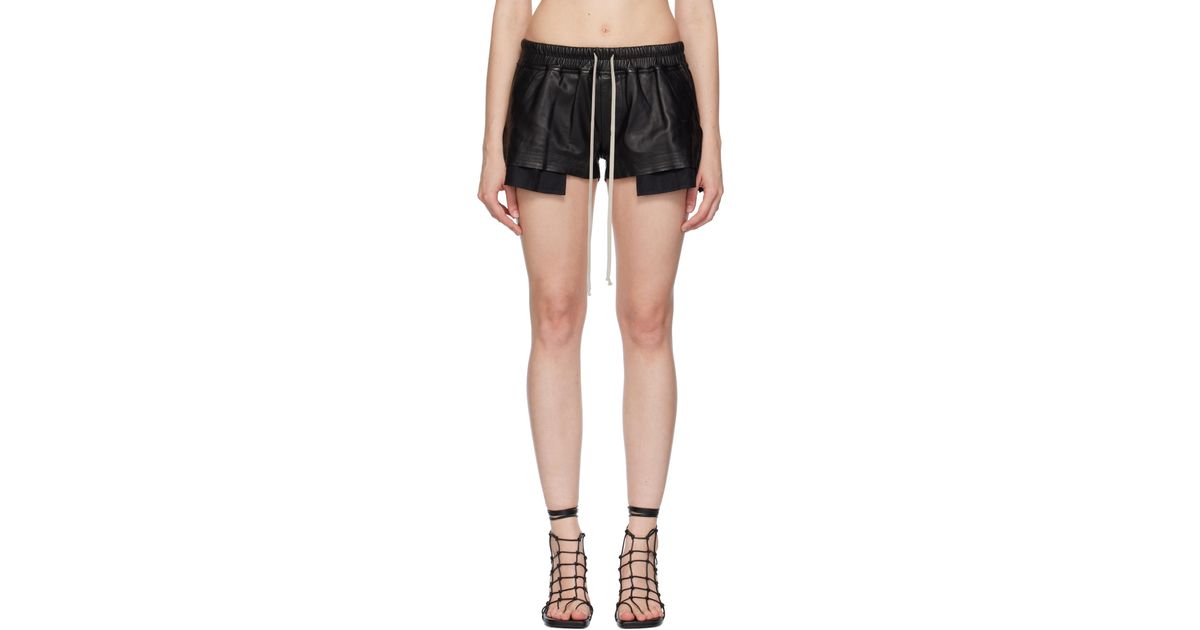 RICK OWENS ブラック Concordians Fog ボクサー　正規品 Rick Owens Concordians Fog Boxers Leather Shorts in Black | Lyst