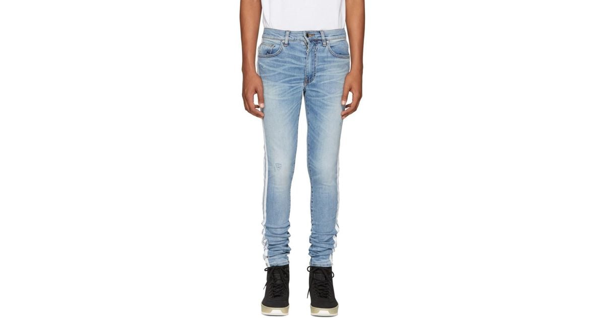 Amiri Denim Blue And White Stack Track Jeans for Men - Lyst